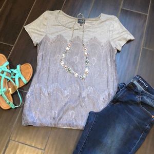 Market and Spruce Grey Lace T-Shirt